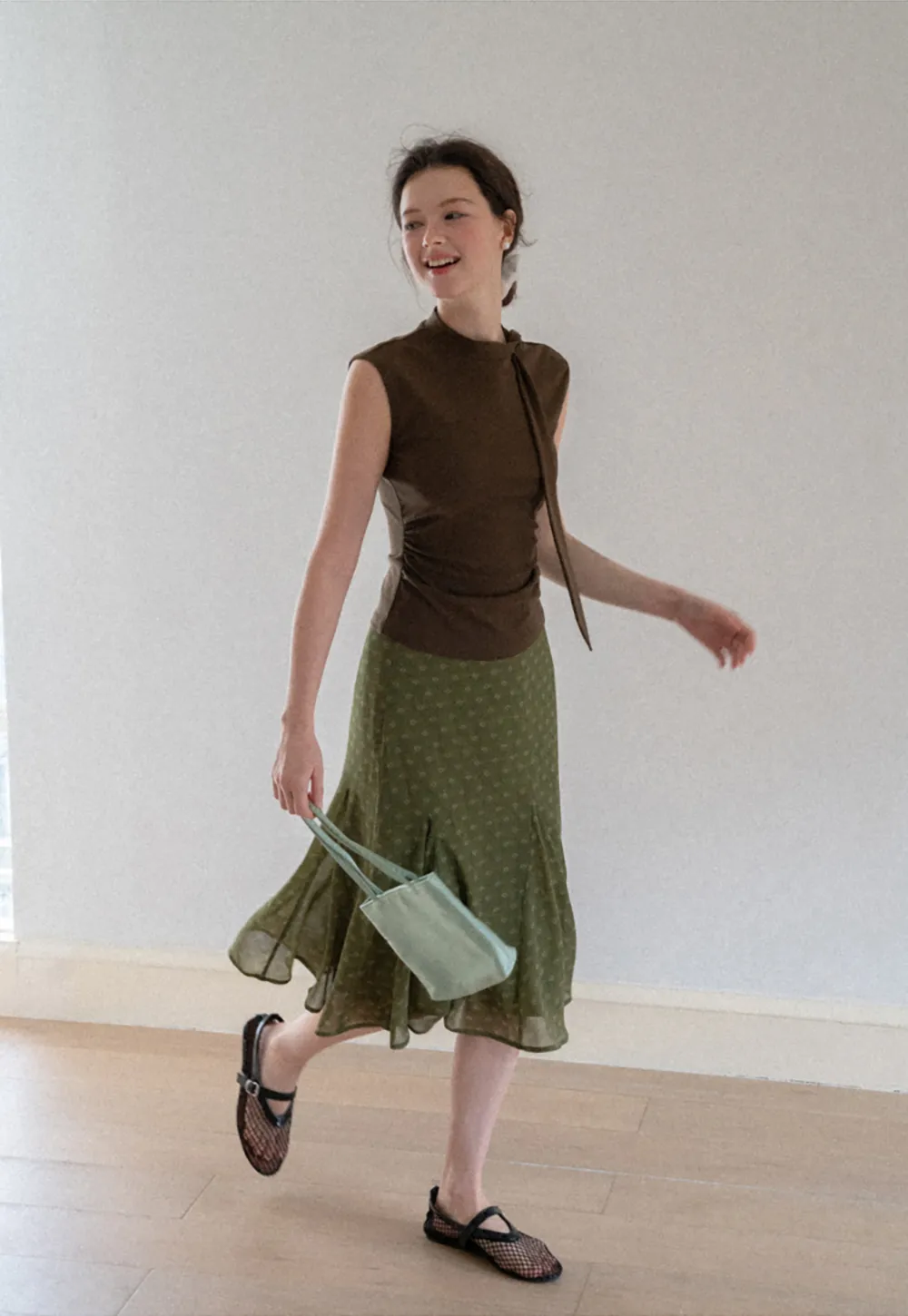 Printed Flared Midi Skirt