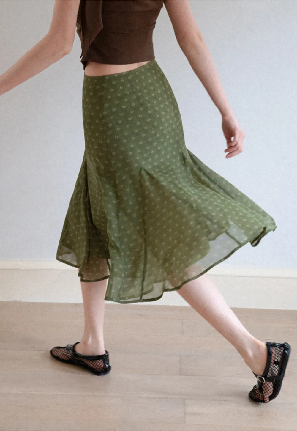 Printed Flared Midi Skirt