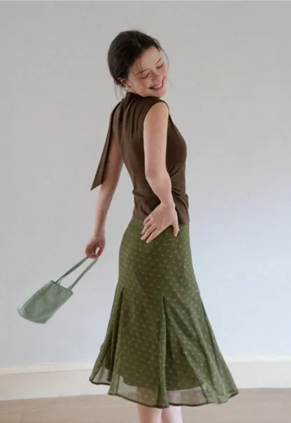 Printed Flared Midi Skirt