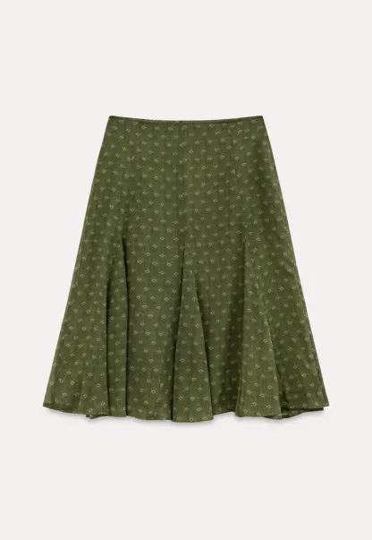 Printed Flared Midi Skirt