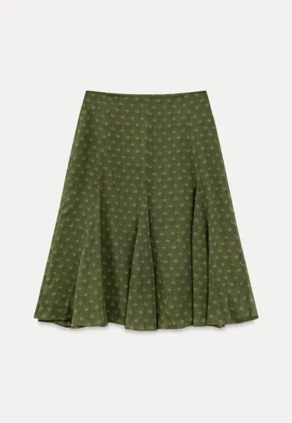 Printed Flared Midi Skirt