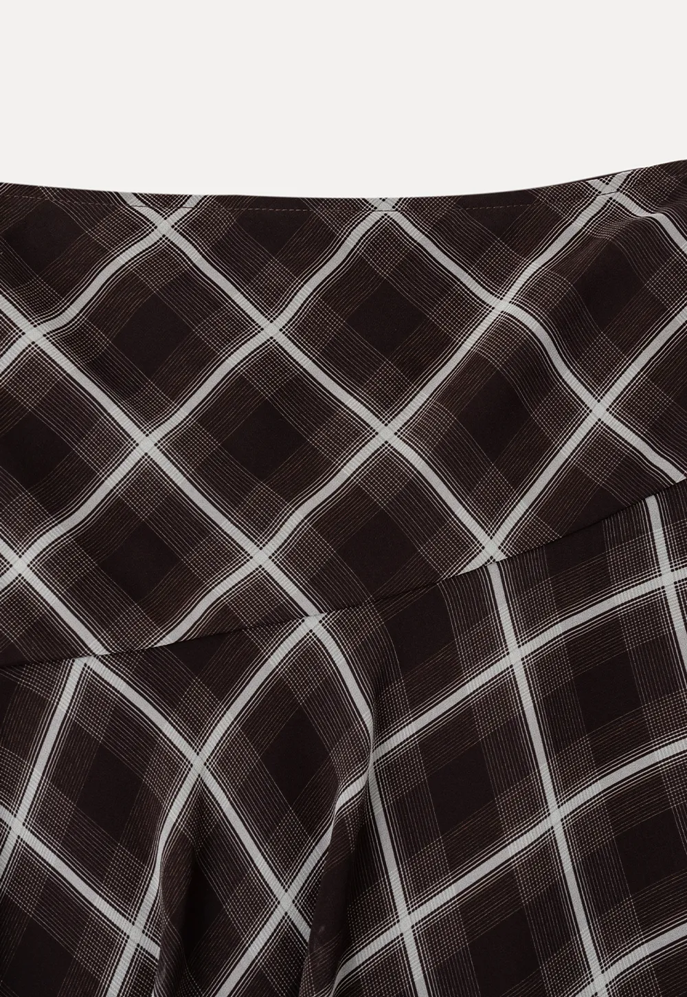 Grid Print Asymmetrical Hem Skirt