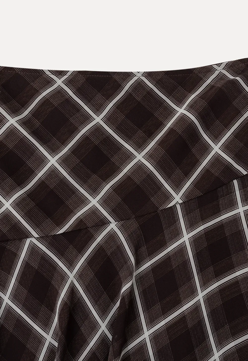 Grid Print Asymmetrical Hem Skirt