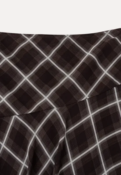 Grid Print Asymmetrical Hem Skirt