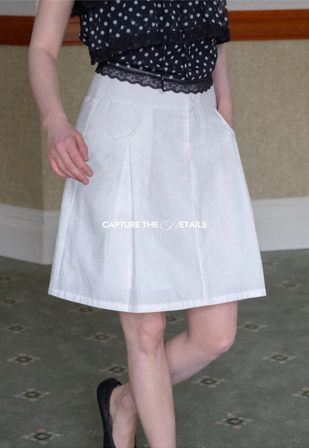 High Waist A Line Skirt with Front Pleats