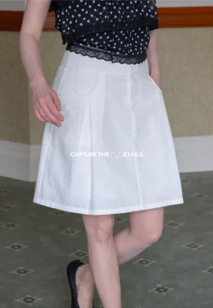 High Waist A Line Skirt with Front Pleats