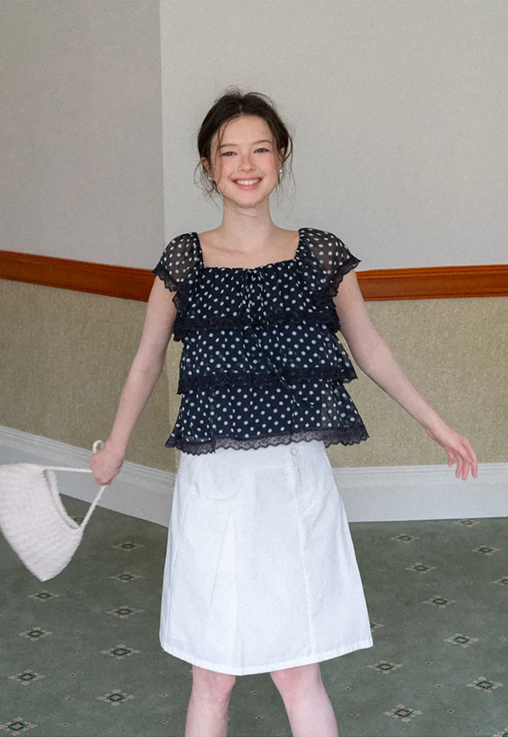 High Waist A Line Skirt with Front Pleats