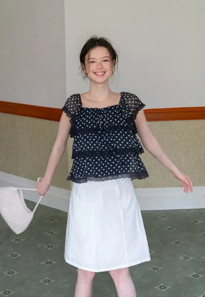 High Waist A Line Skirt with Front Pleats