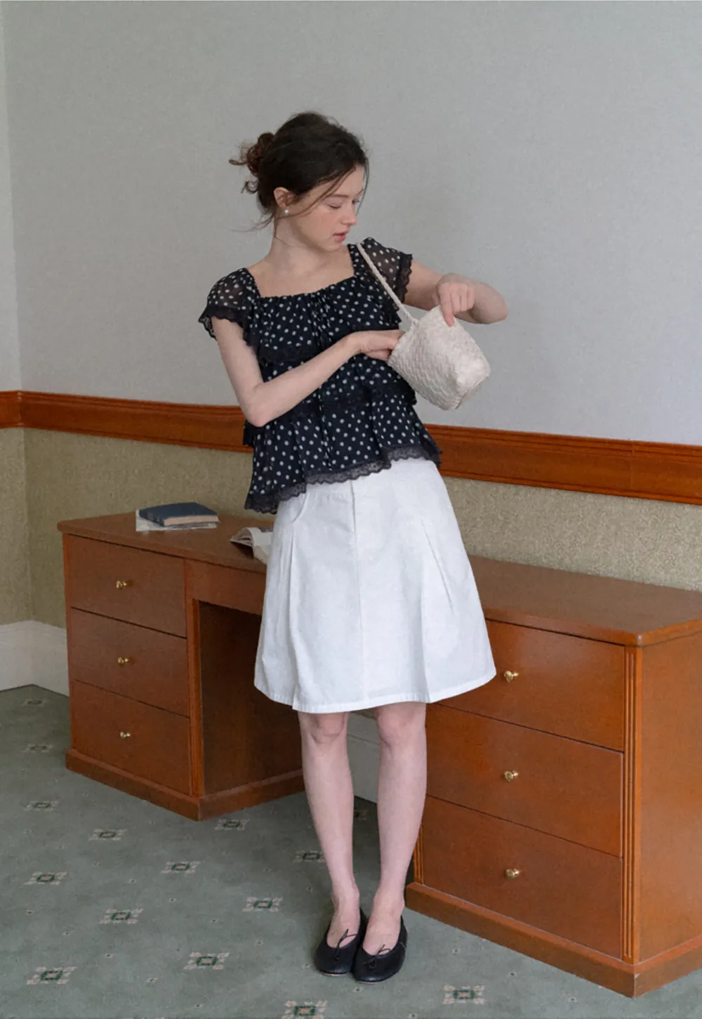 High Waist A Line Skirt with Front Pleats