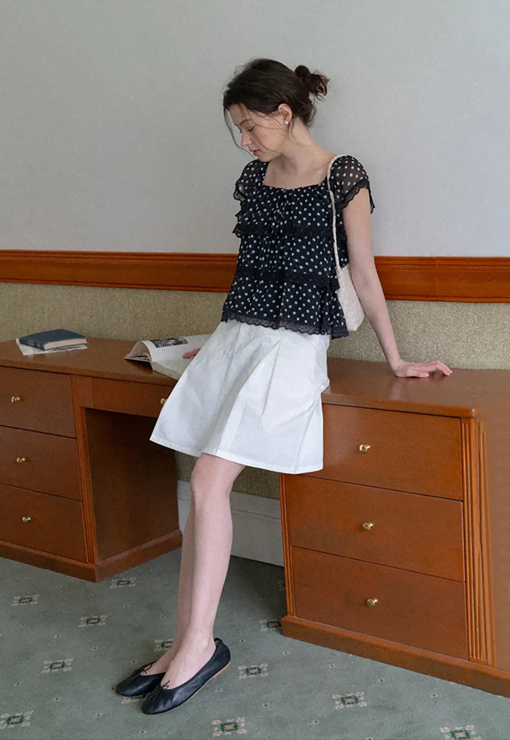 High Waist A Line Skirt with Front Pleats