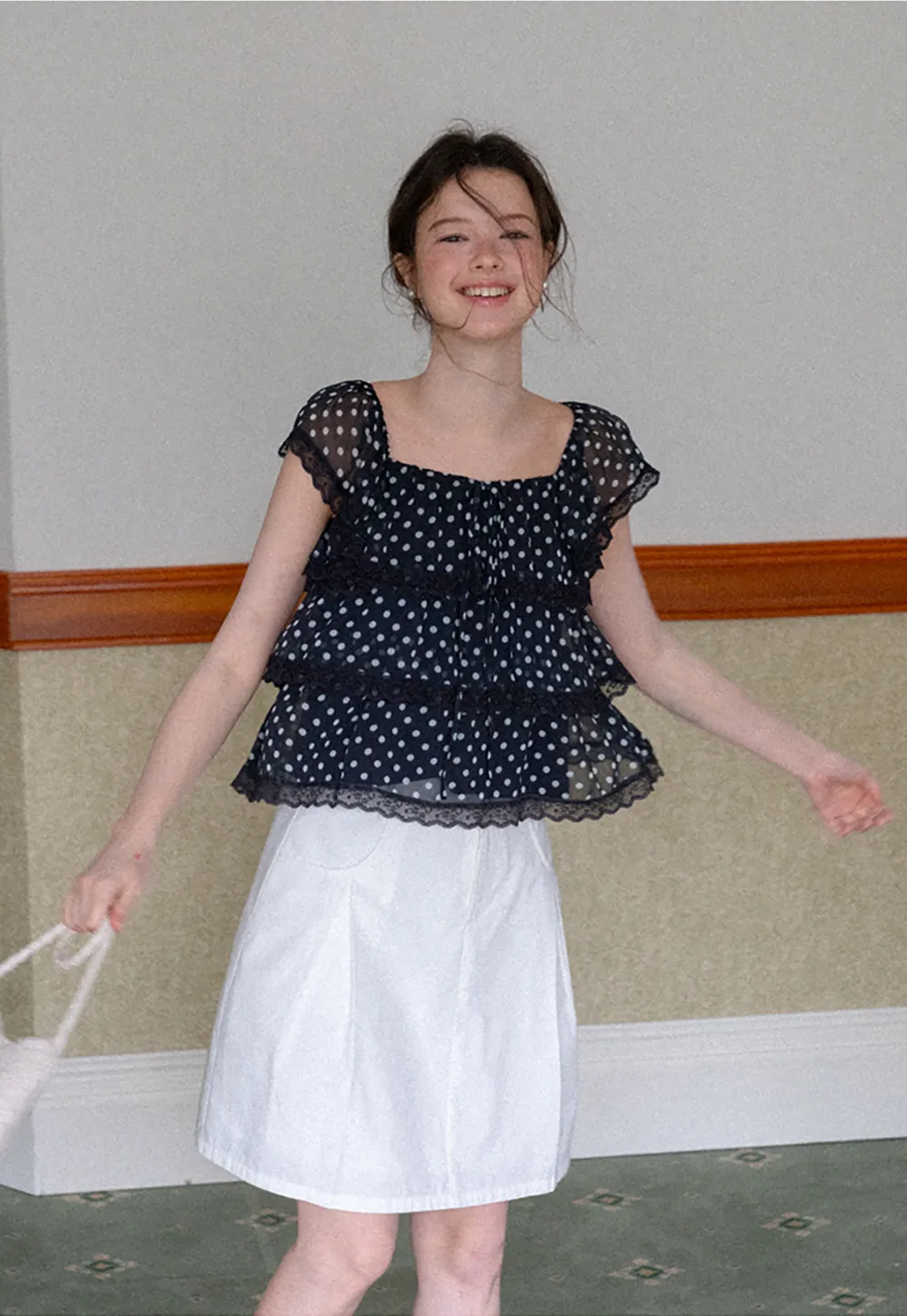High Waist A Line Skirt with Front Pleats