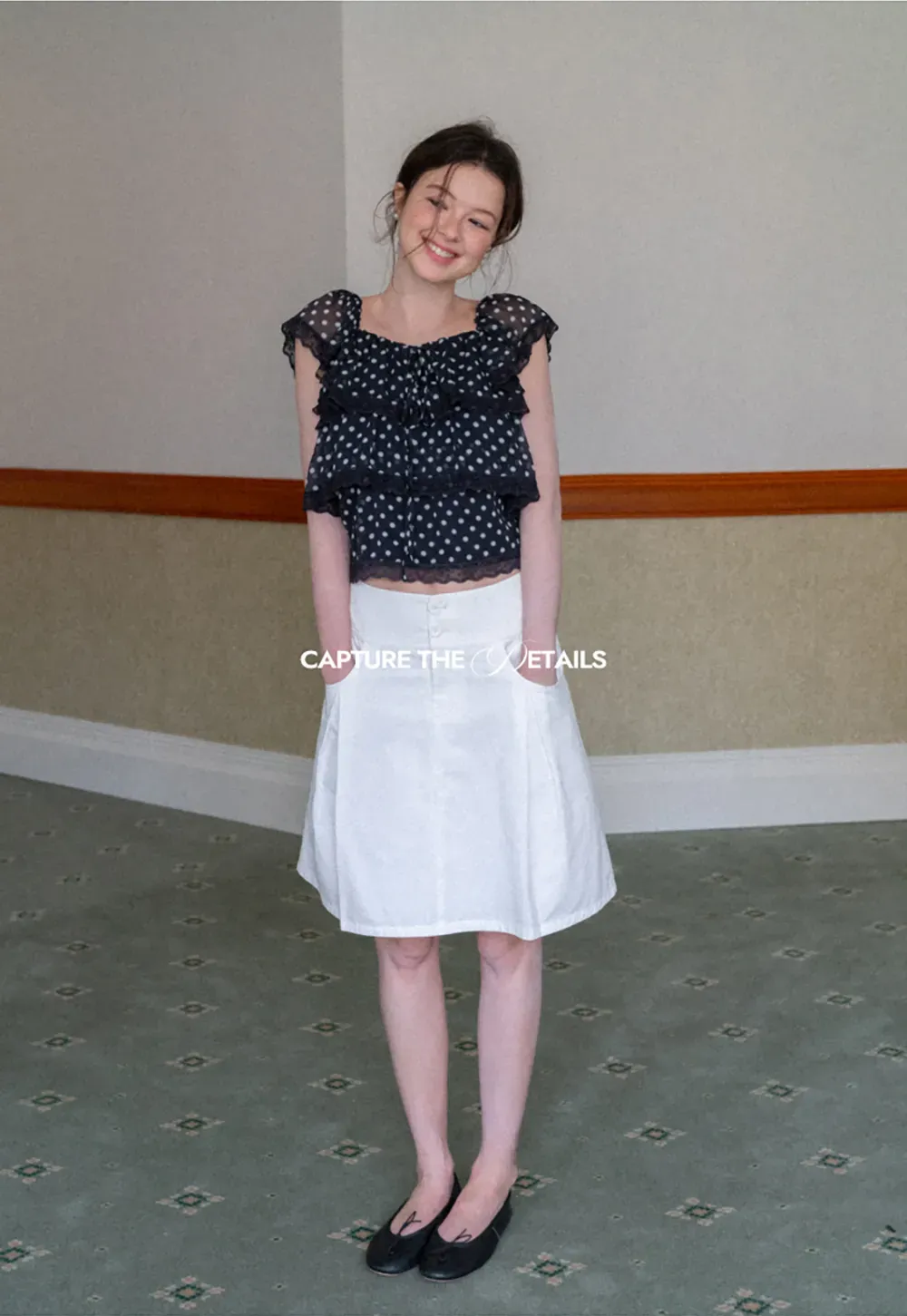 High Waist A Line Skirt with Front Pleats