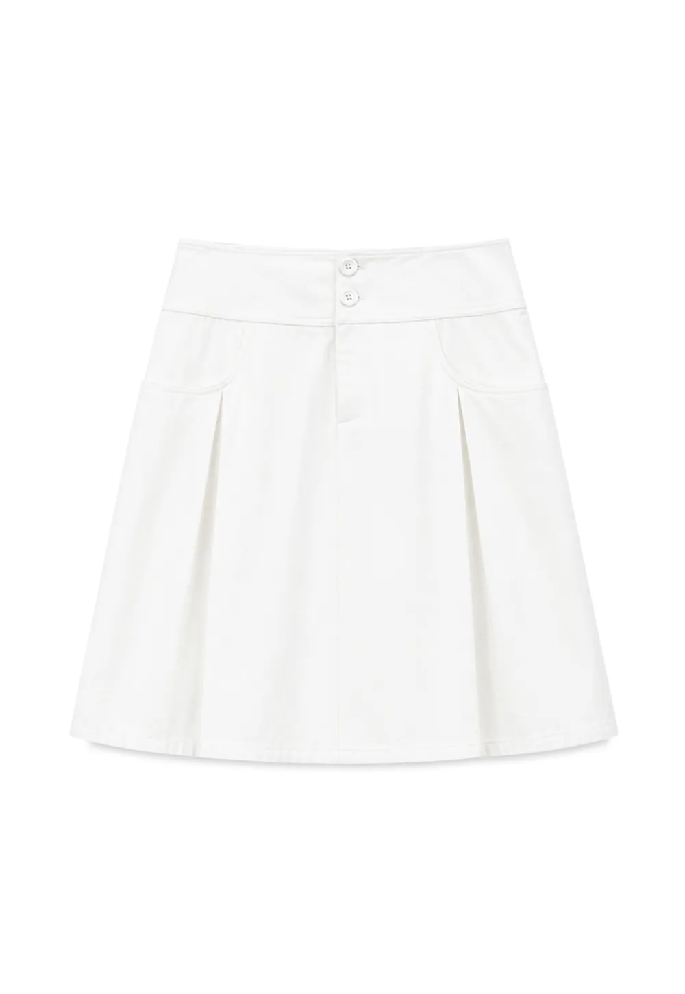 High Waist A Line Skirt with Front Pleats