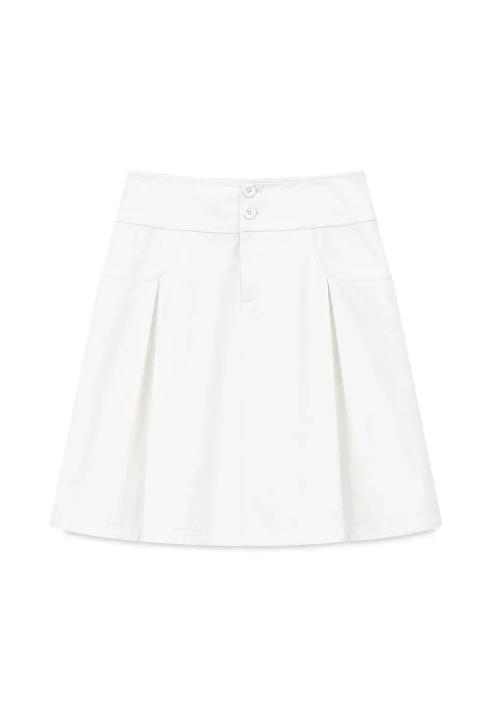 High Waist A Line Skirt with Front Pleats