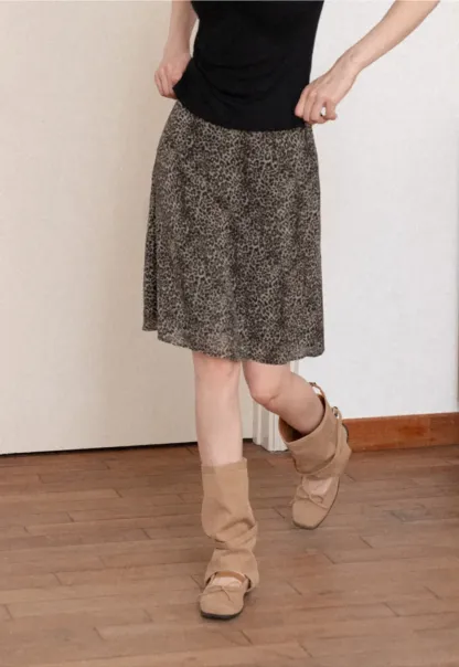 Leopard Print A Line Skirt