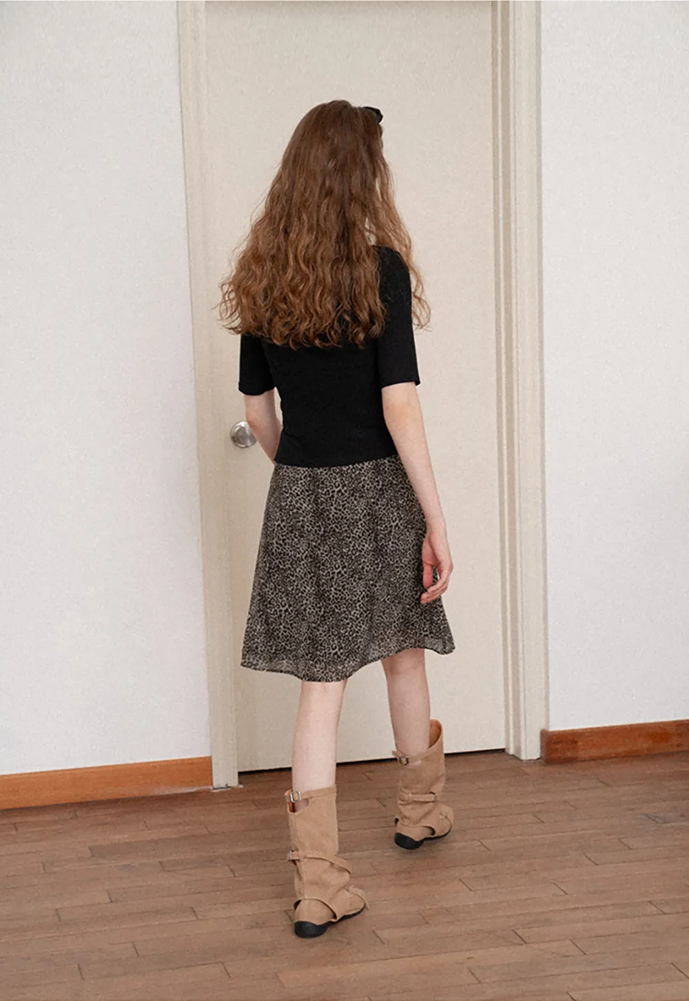 Leopard Print A Line Skirt