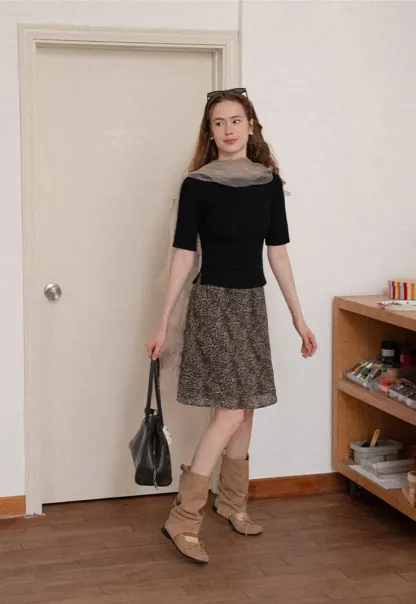 Leopard Print A Line Skirt