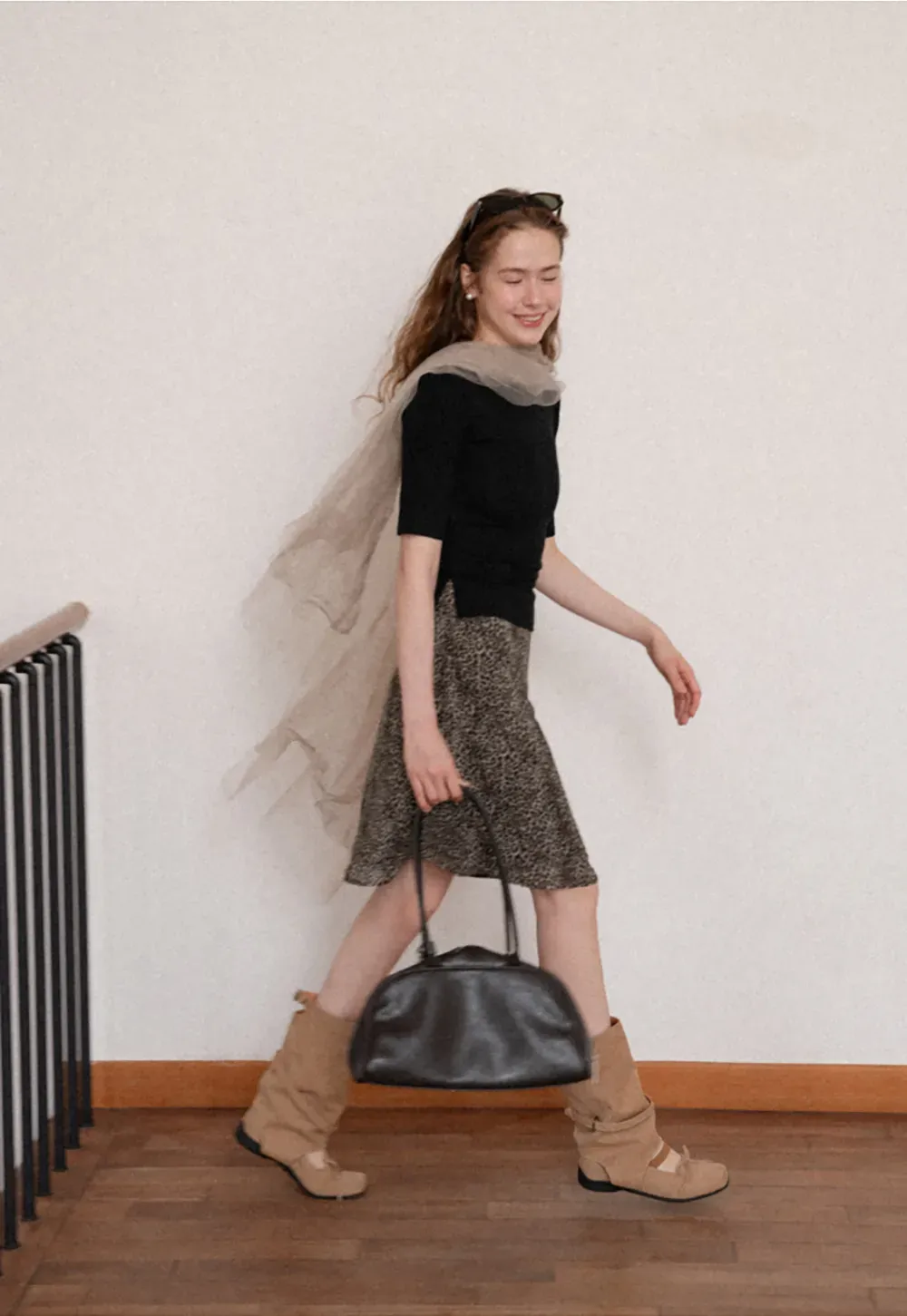 Leopard Print A Line Skirt