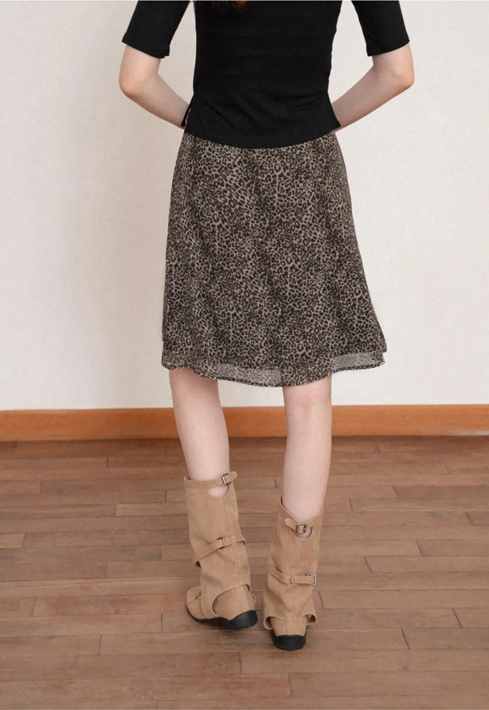 Leopard Print A Line Skirt