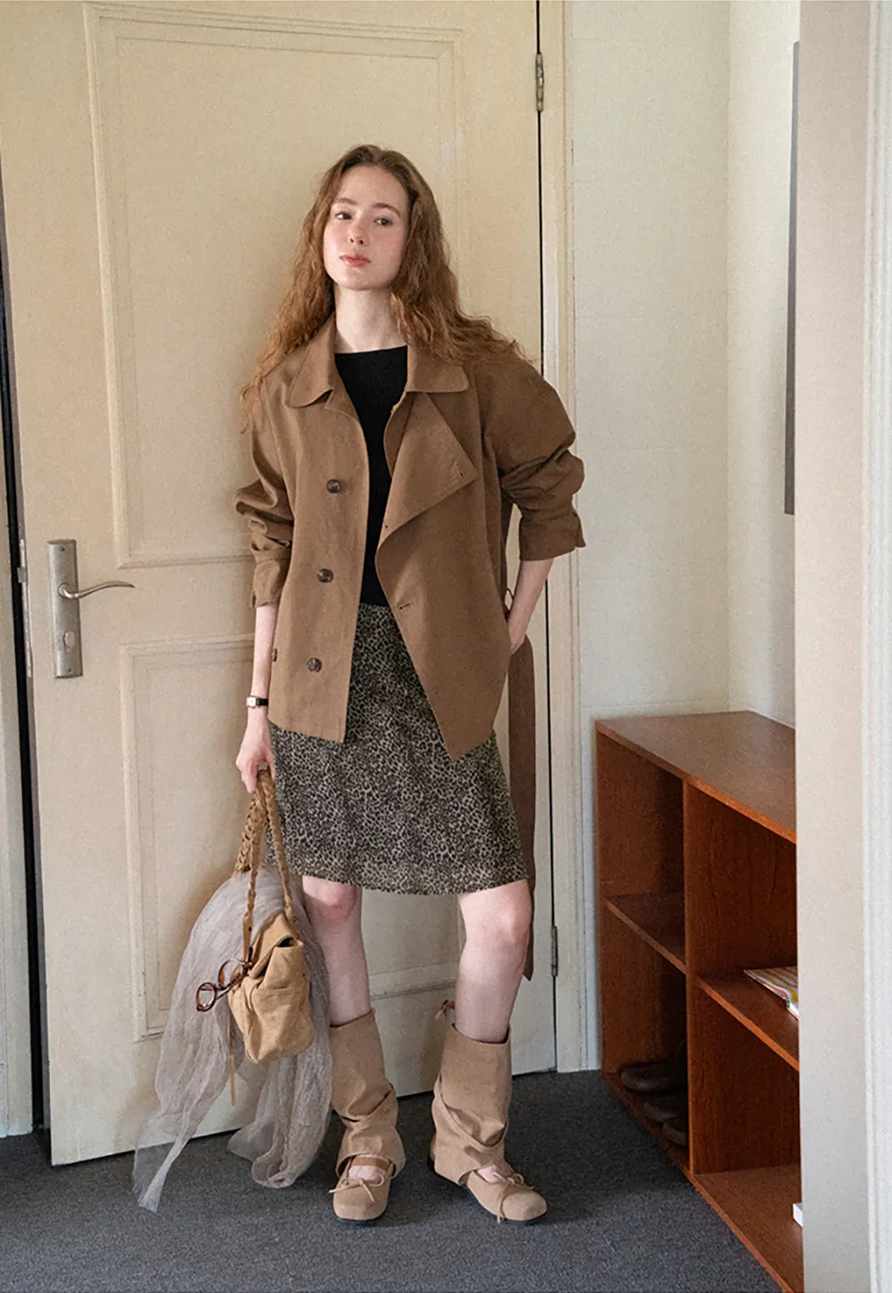 Leopard Print A Line Skirt