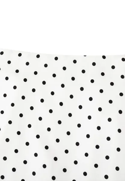 Polka Dot Print Skirt with Lace Trim