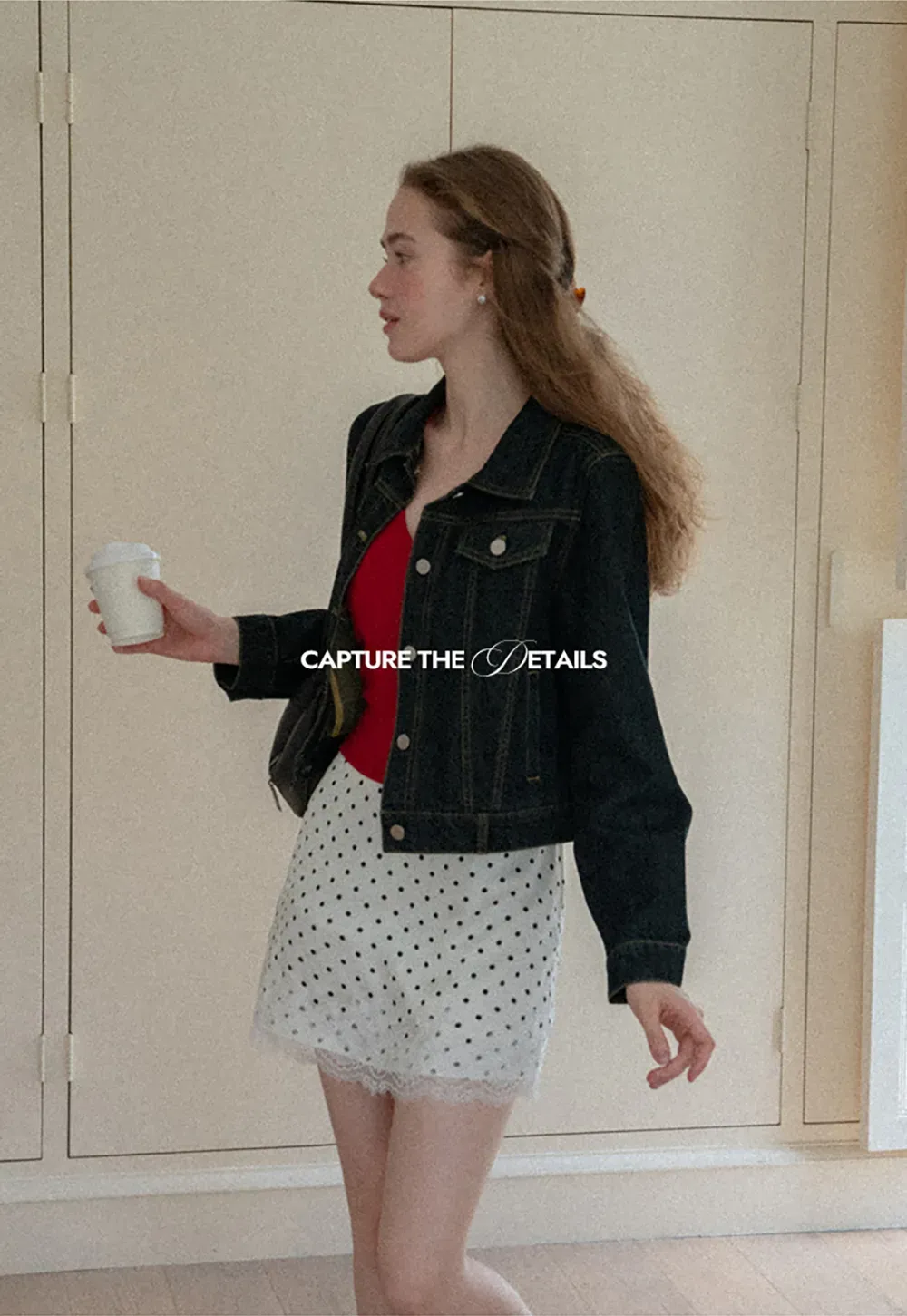 Polka Dot Print Skirt with Lace Trim