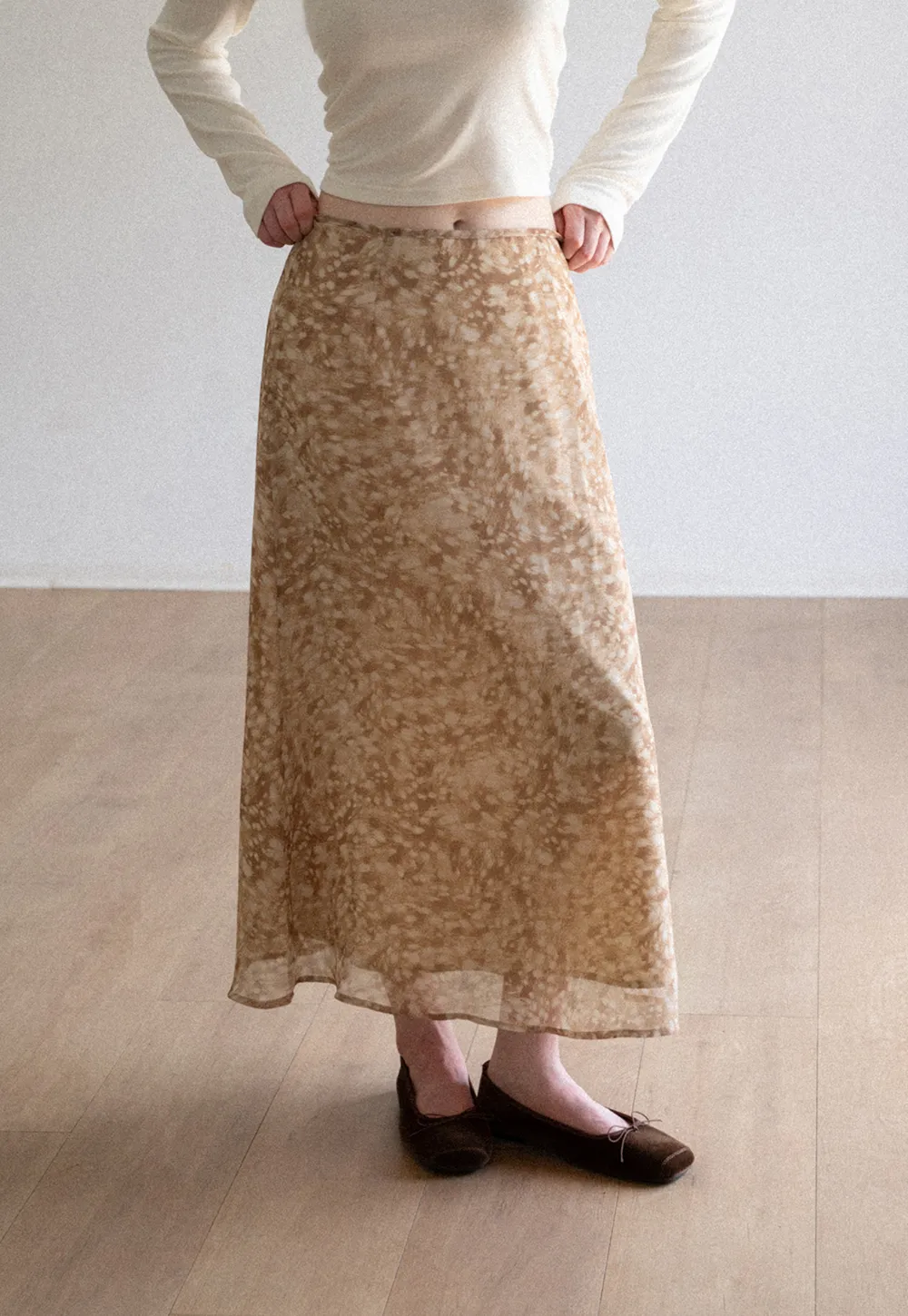 Abstract Print Flowing Midi Skirt