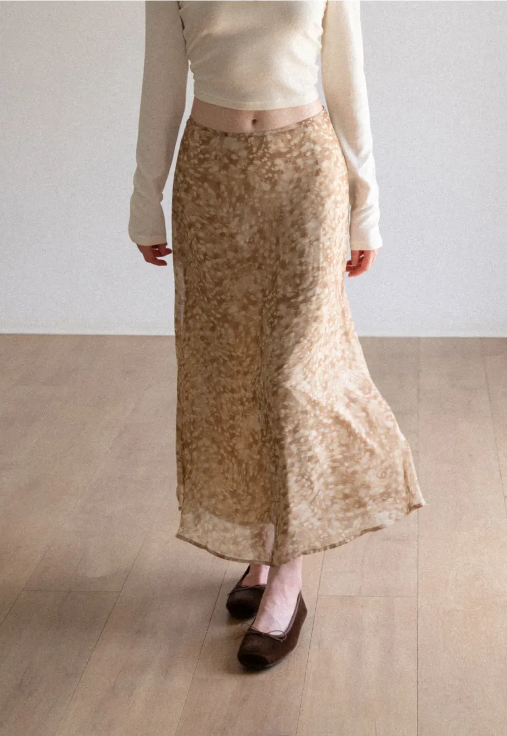 Abstract Print Flowing Midi Skirt
