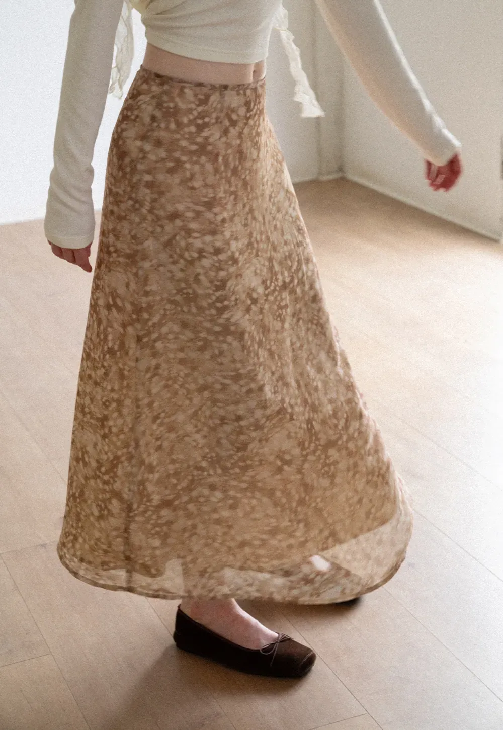 Abstract Print Flowing Midi Skirt