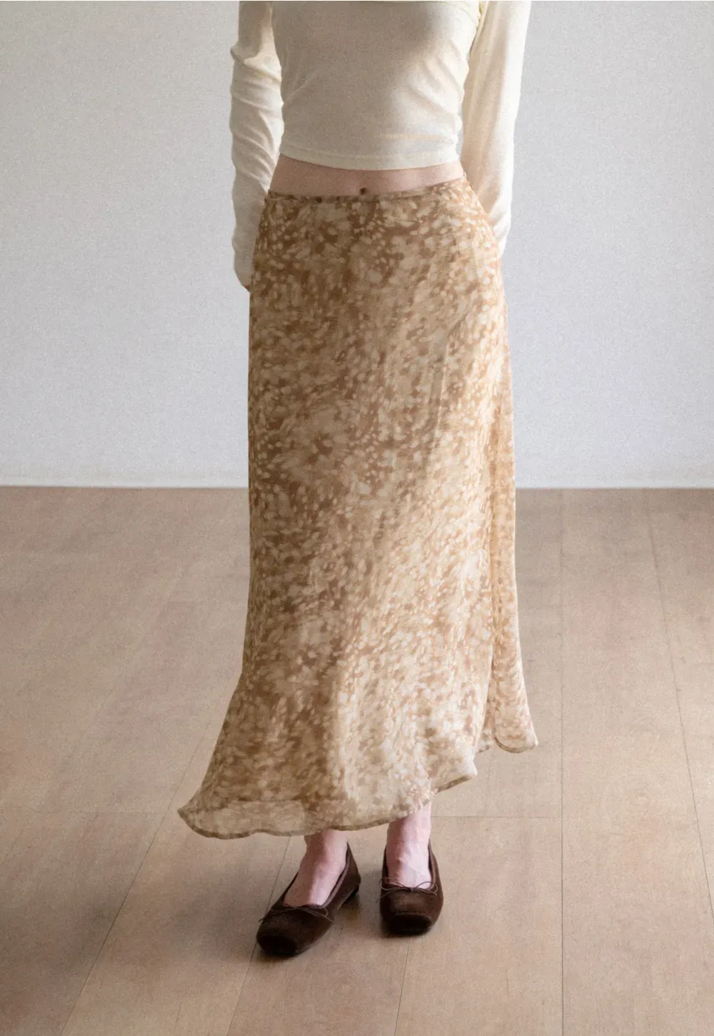 Abstract Print Flowing Midi Skirt