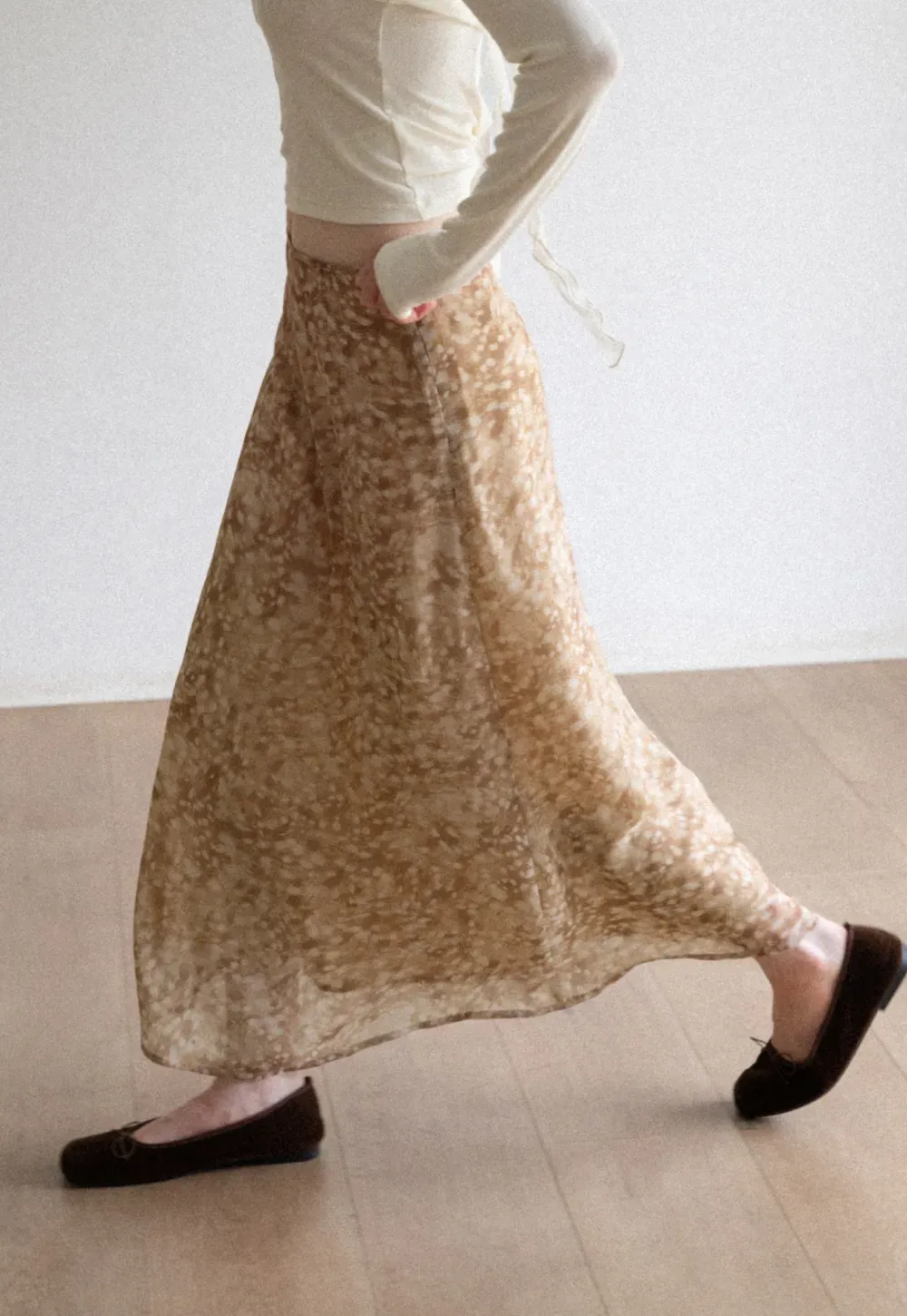 Abstract Print Flowing Midi Skirt