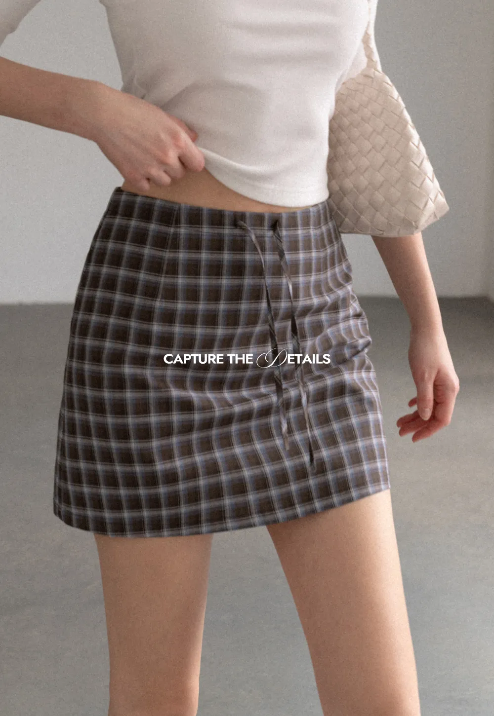 High Waist Plaid Mini Skirt with Front Button Closure