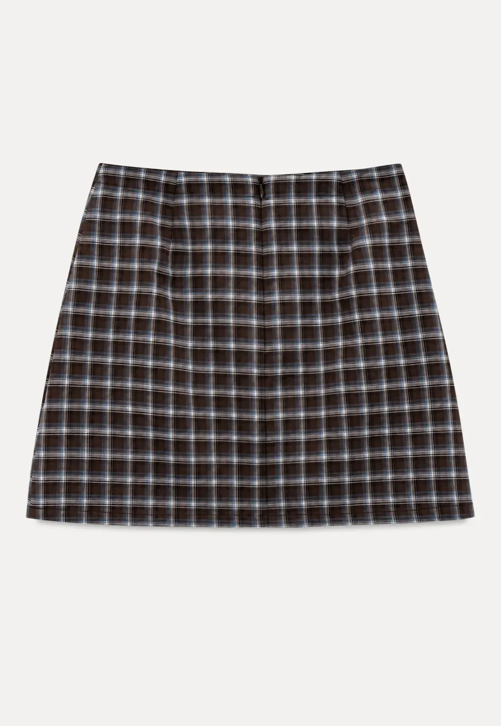 High Waist Plaid Mini Skirt with Front Button Closure