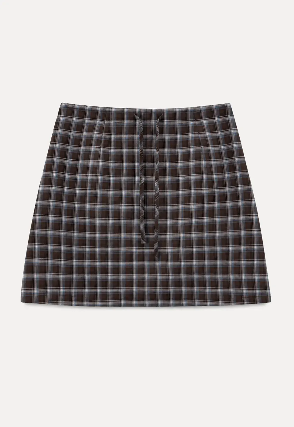 High Waist Plaid Mini Skirt with Front Button Closure