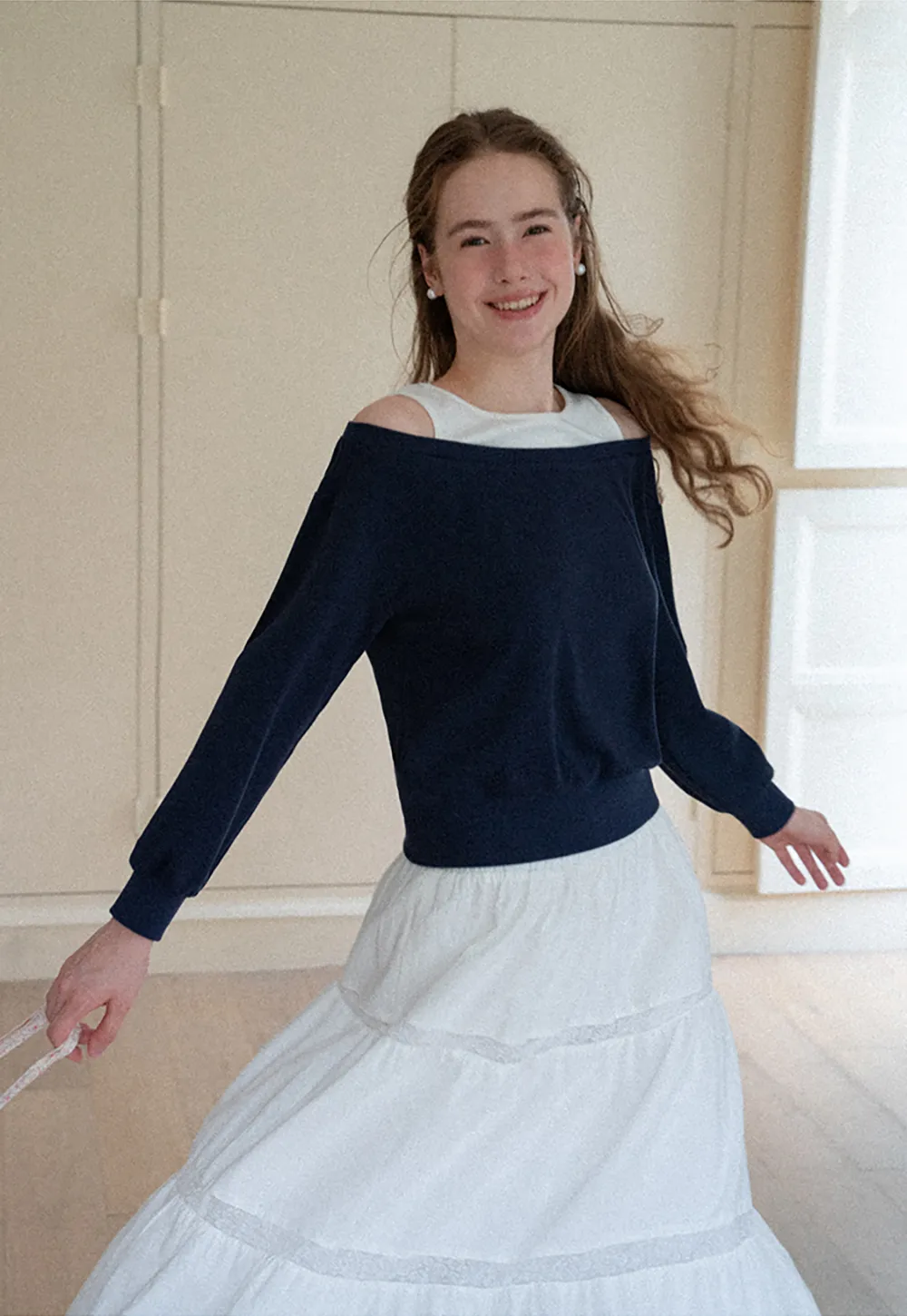 Tiered Lace Trim Midi Skirt