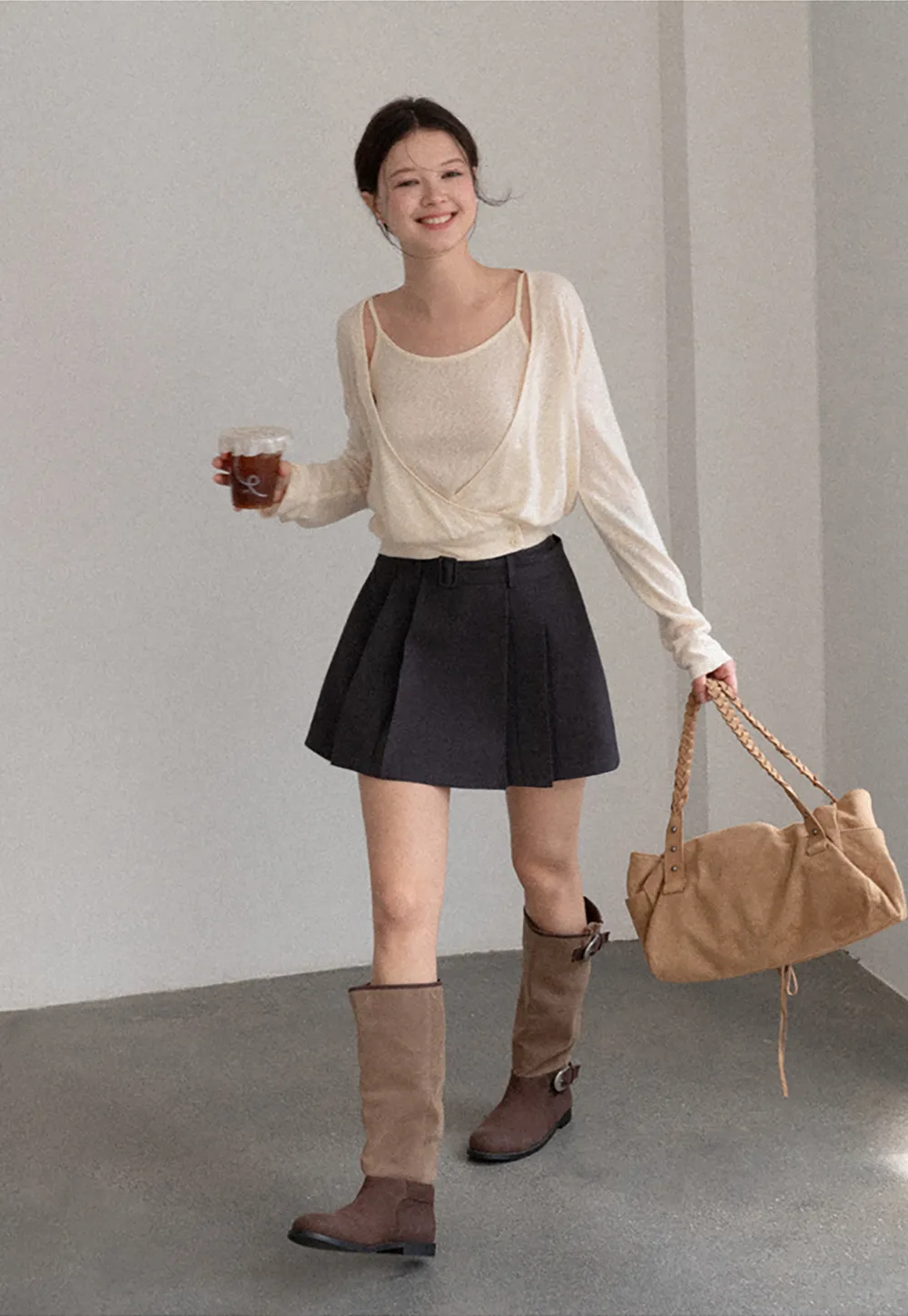 Pleated High Waist Skirt