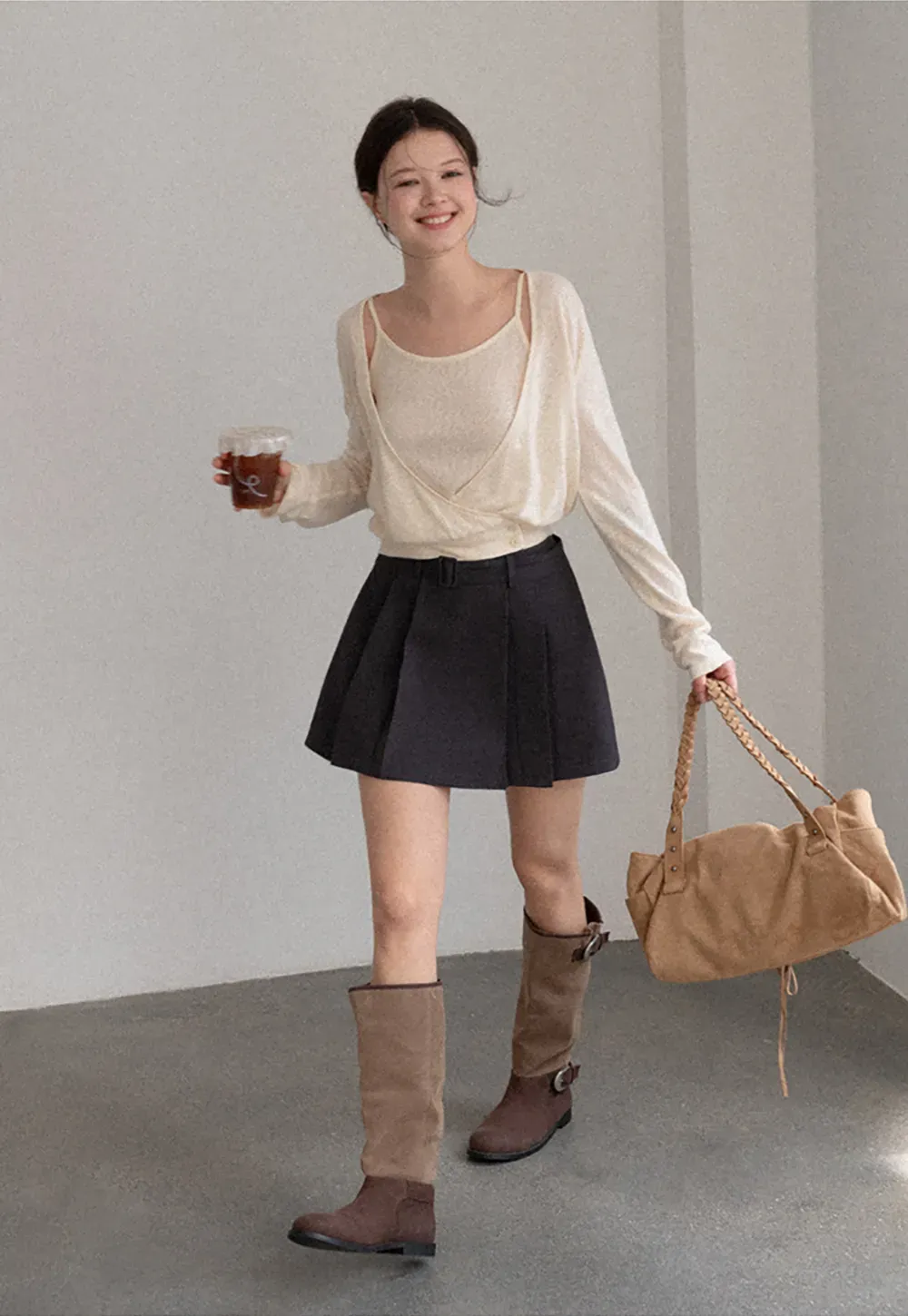 Pleated High Waist Skirt