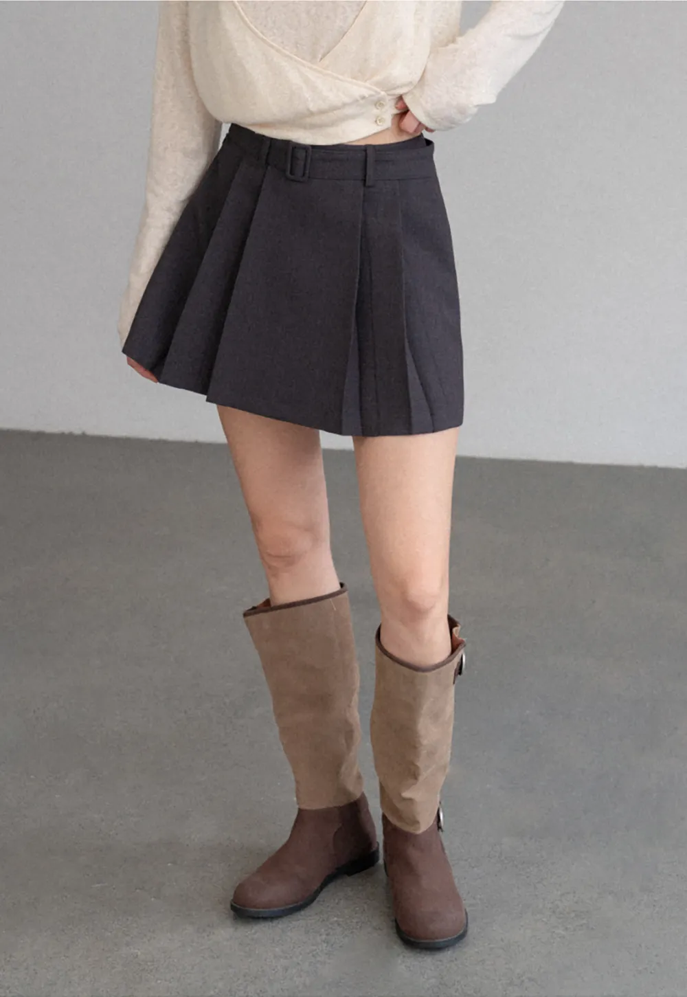Pleated High Waist Skirt