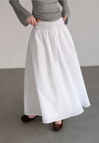 Elastic Waist Flowing Maxi Skirt
