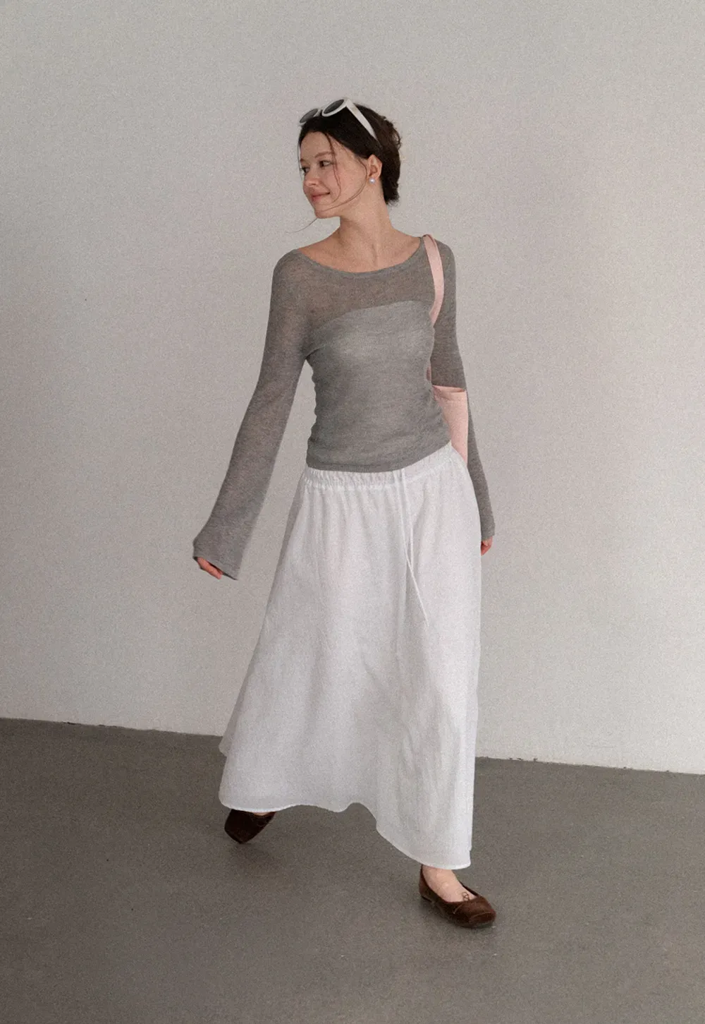 Elastic Waist Flowing Maxi Skirt