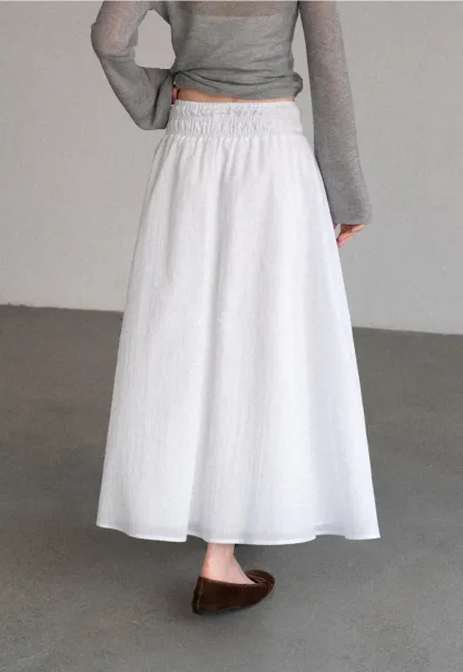 Elastic Waist Flowing Maxi Skirt