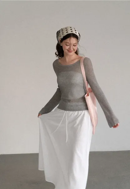 Elastic Waist Flowing Maxi Skirt