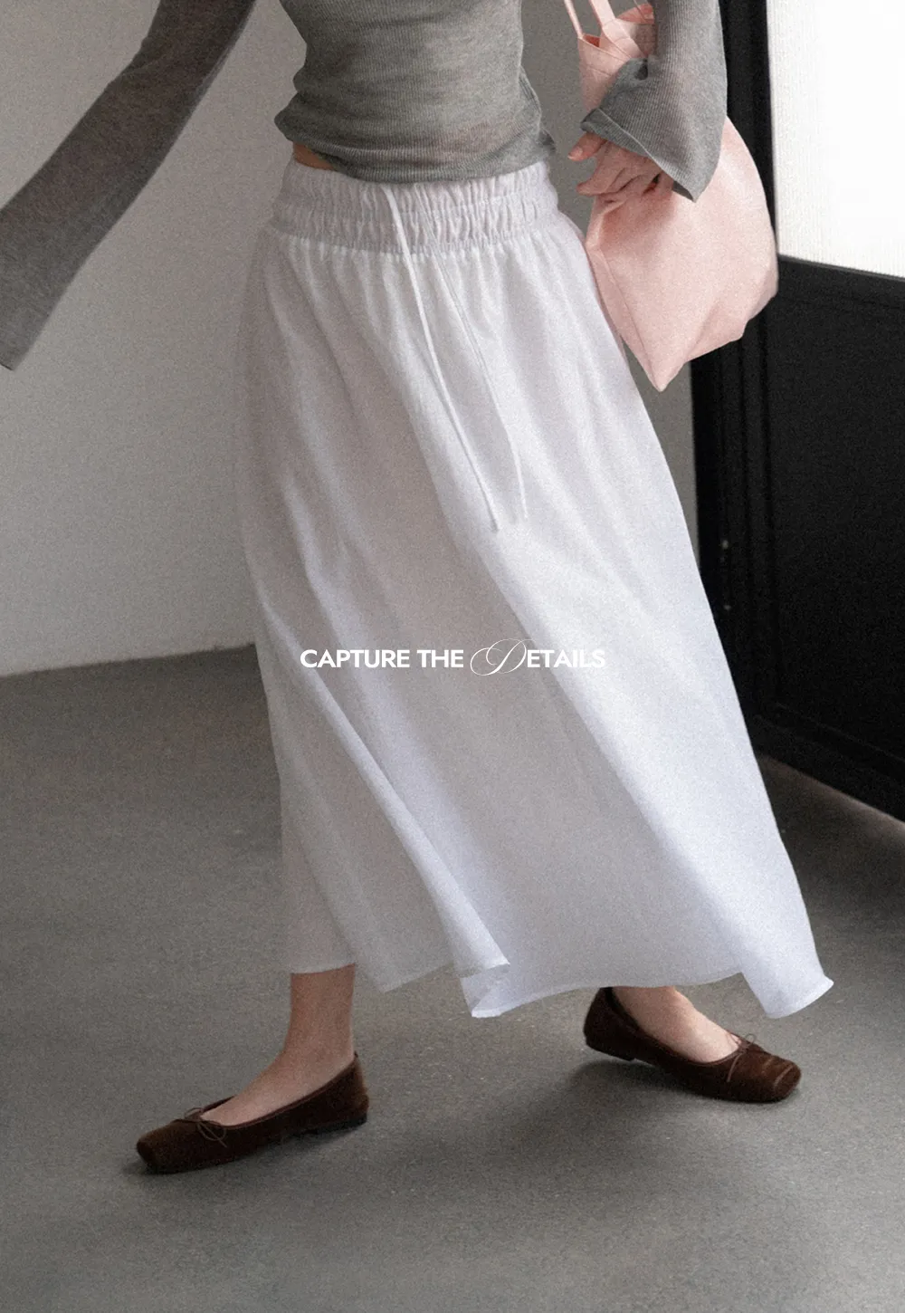 Elastic Waist Flowing Maxi Skirt