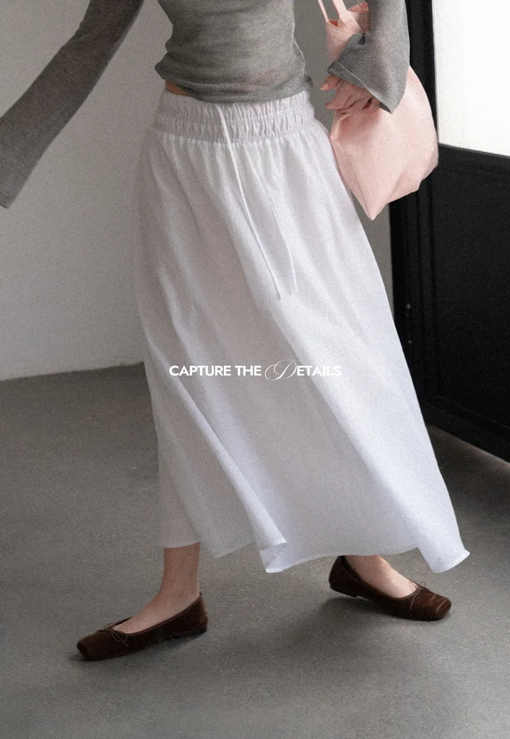 Elastic Waist Flowing Maxi Skirt