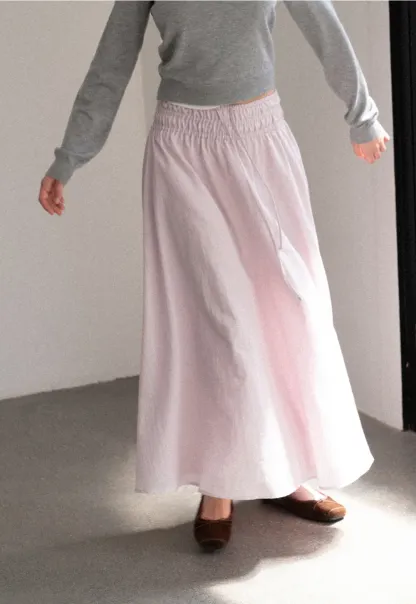 Elastic Waist Flowing Maxi Skirt