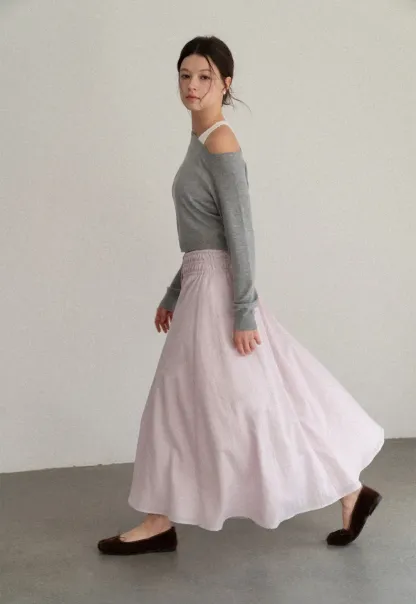 Elastic Waist Flowing Maxi Skirt