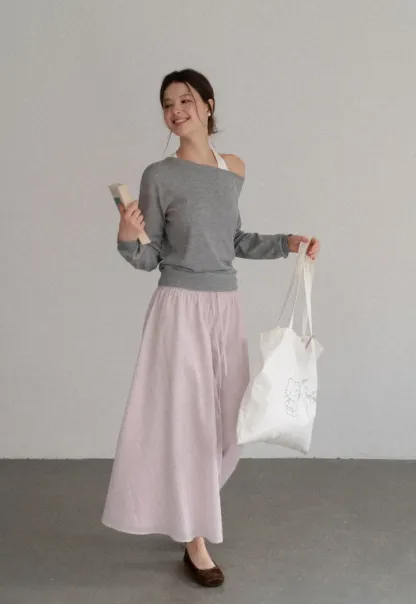 Elastic Waist Flowing Maxi Skirt
