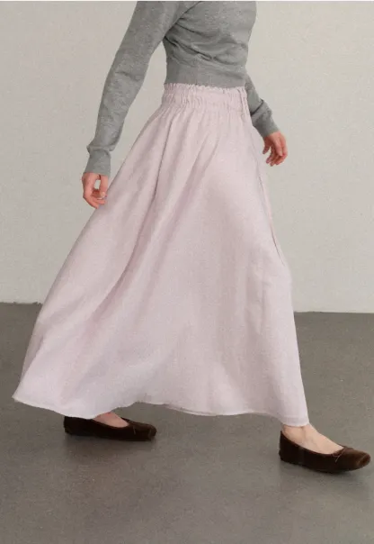 Elastic Waist Flowing Maxi Skirt