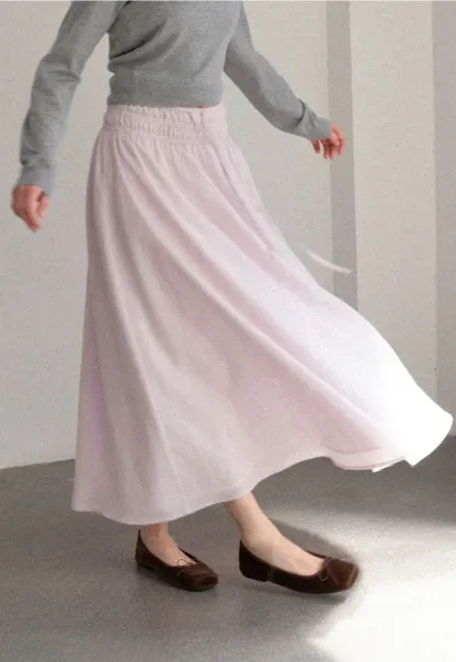 Elastic Waist Flowing Maxi Skirt