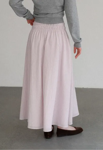 Elastic Waist Flowing Maxi Skirt